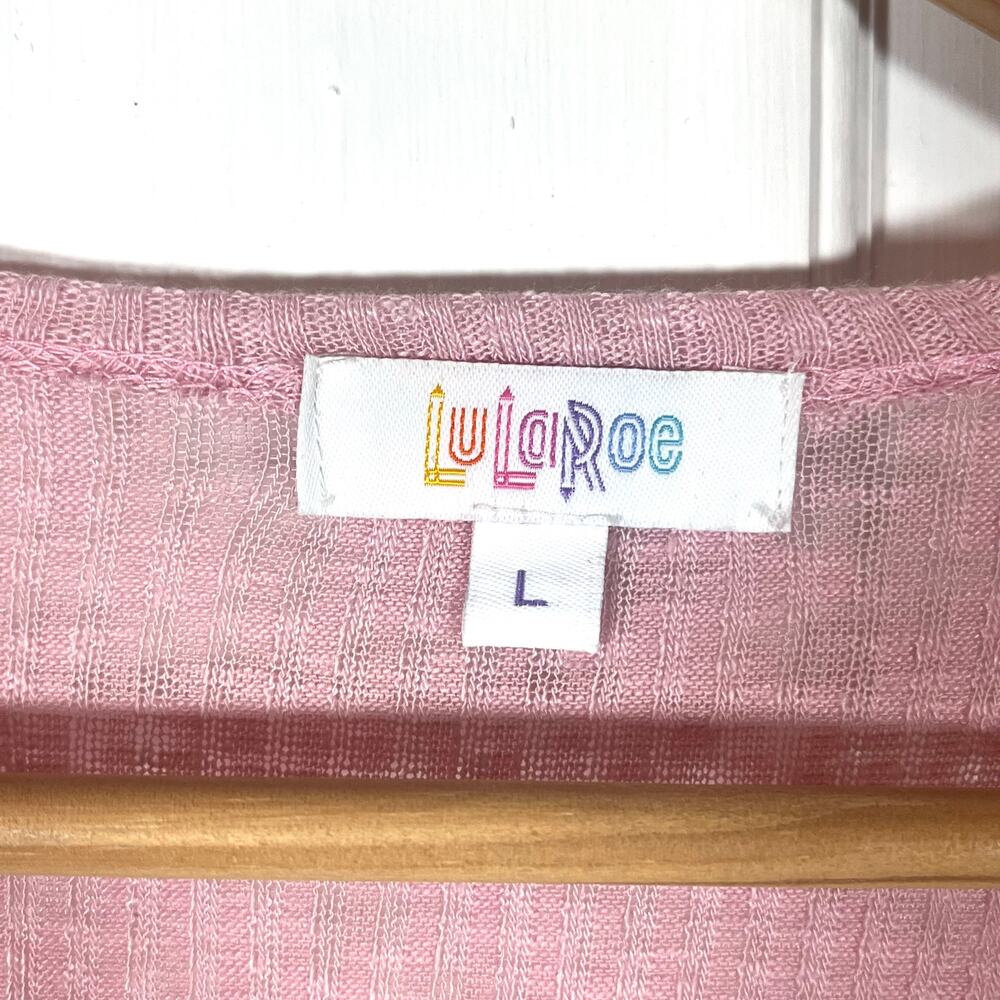 LuLaRoe Sarah Duster Cardigan with Pockets Light Pink Size Large - Picture 4 of 6